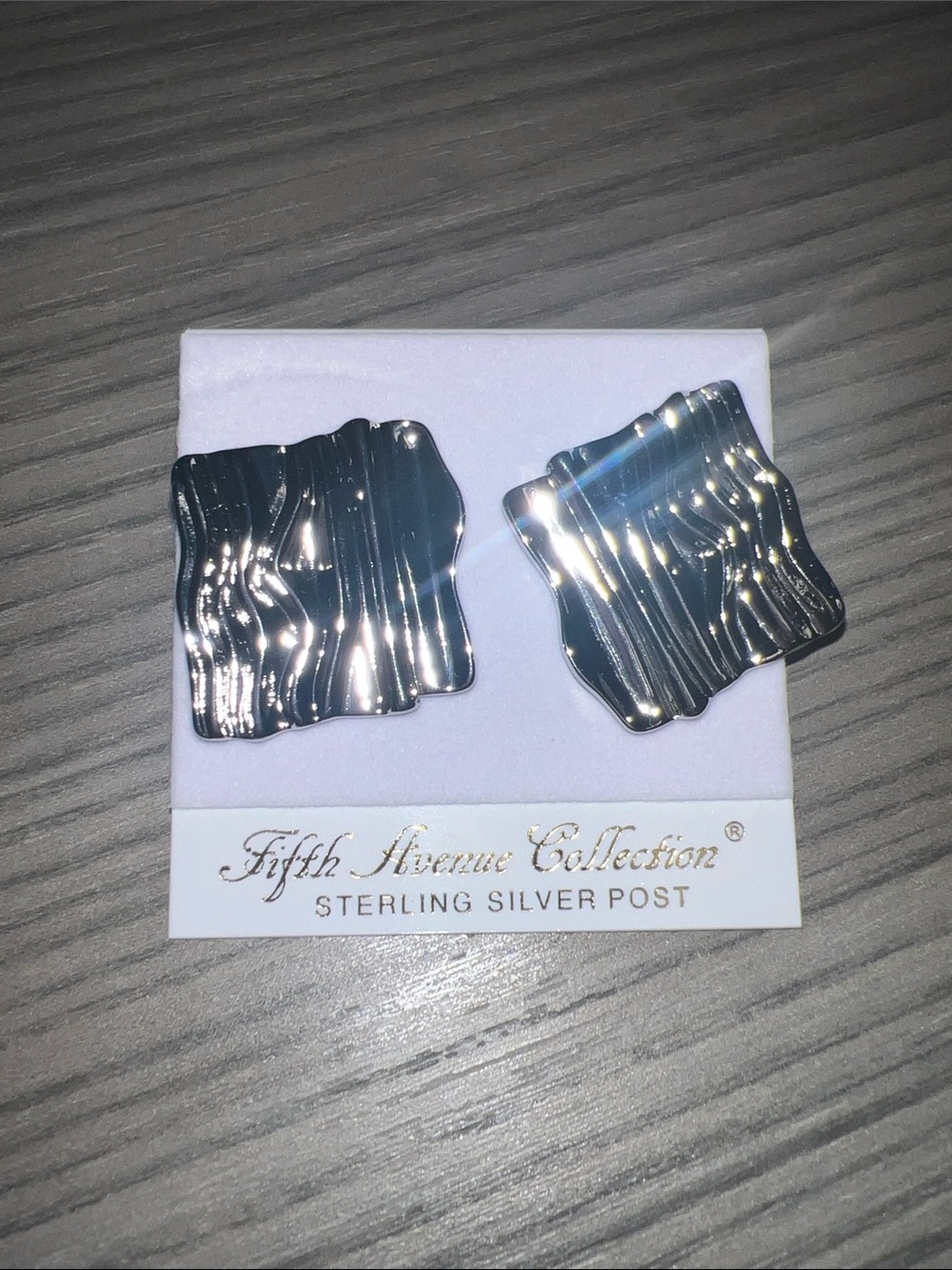Fifth Avenue Collection Polished Silver Wave Stud Earrings